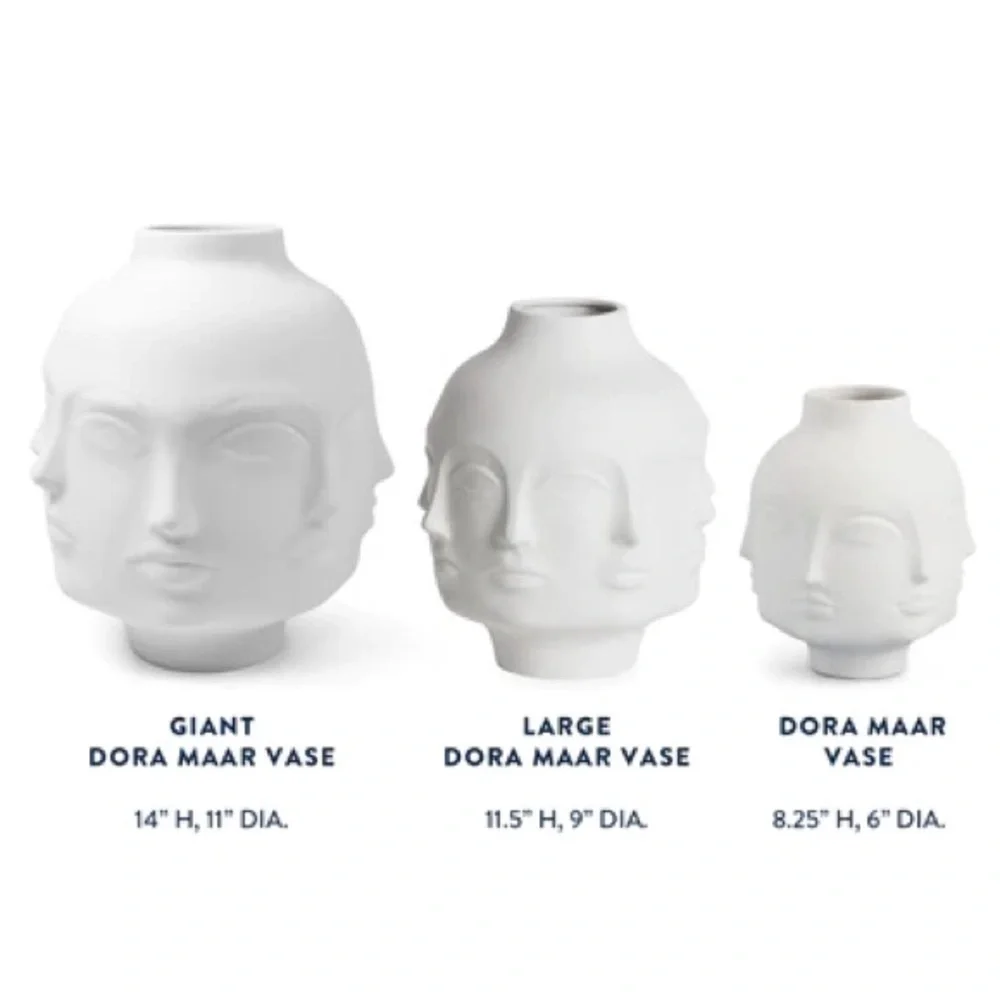 Jonathan Adler Dora Maar Porcelain Bisque White Faces Vase - Picture 8 of 9